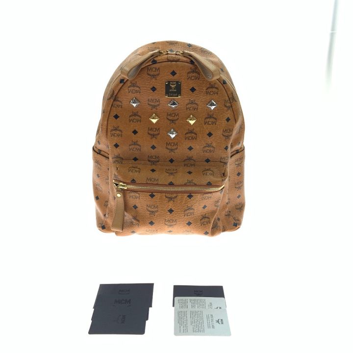 MCM スタッズ付きブラウンリュック