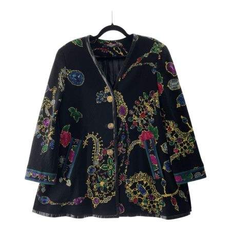  LEONARD レオナール レディース  ジャケット 宝石柄 サイズ11AR ブラック