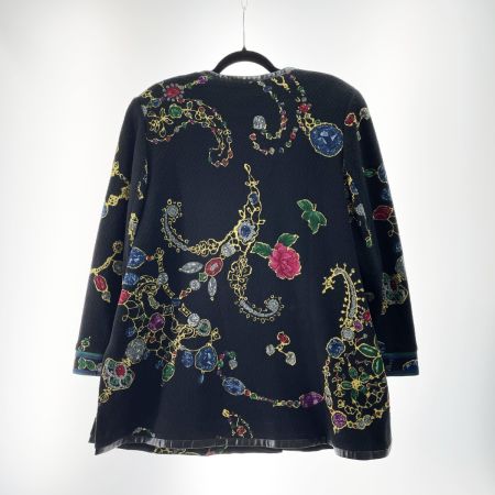  LEONARD レオナール レディース  ジャケット 宝石柄 サイズ11AR ブラック