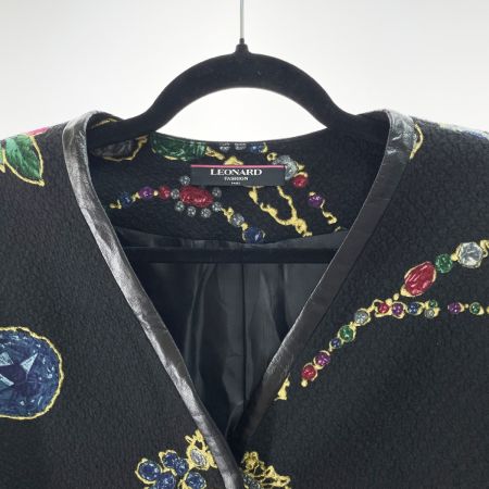  LEONARD レオナール レディース  ジャケット 宝石柄 サイズ11AR ブラック