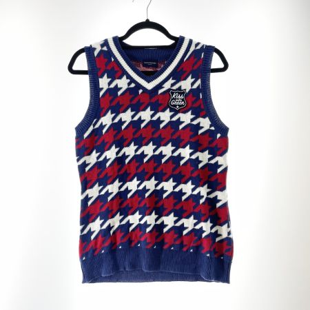  KISS ON THE GREEN ゴルフウエア レディース ニットベスト サイズ3 2123 レッド×ネイビー