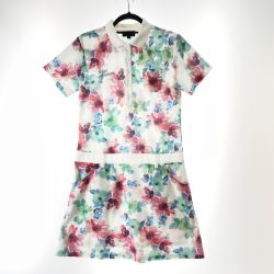 〇〇 KISS ON THE GREEN ゴルフウエア レディース 半袖 ワンピース 花柄 サイズ3 60177-3-0 ホワイト Bランク