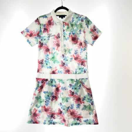  KISS ON THE GREEN ゴルフウエア レディース 半袖 ワンピース 花柄 サイズ3 60177-3-0 ホワイト