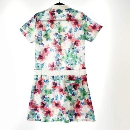  KISS ON THE GREEN ゴルフウエア レディース 半袖 ワンピース 花柄 サイズ3 60177-3-0 ホワイト