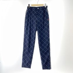 〇〇 Master Bunny Edition マスターバニーエディション ゴルフウエア レディース 裏地付き ストレッチパンツ 総柄 サイズ0 759-0131108 ネイビー Bランク