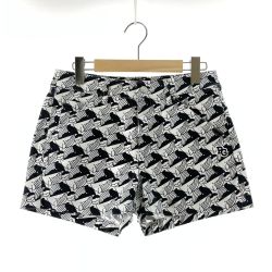 〇〇 PEARLY GATES パーリーゲイツ ゴルフウエア レディース ショートパンツ くじら柄 サイズ0 055-1132510 ホワイト×ブラック Bランク