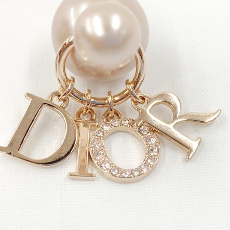  Christian Dior クリスチャンディオール トライバル ラインストーン ロゴ ピアス  ピンク