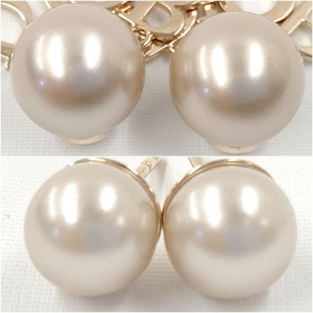  Christian Dior クリスチャンディオール トライバル ラインストーン ロゴ ピアス  ピンク