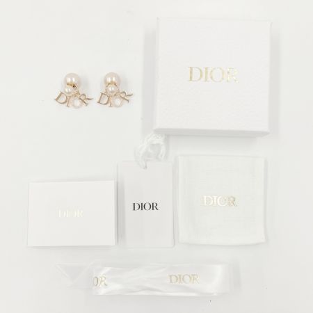  Christian Dior クリスチャンディオール トライバル ラインストーン ロゴ ピアス  ピンク