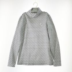 〇〇 adabat アダバット ゴルフウエア レディースレディース ハイネック ボーダー 長袖カットソー サイズ36 ホワイト Bランク