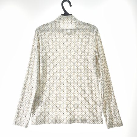  adabat アダバット ゴルフウエア レディース ダイヤ柄 長袖モックネックプルオーバー サイズ36 ホワイト