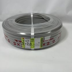 〇〇 YAZAKI 電材 VVFケーブル PbF 未開封品 2024年12月製造 3芯 2.0mm×100m グレー Nランク
