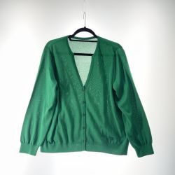 〇〇 Leilian レリアン レディース カーディガン サイズ13+ グリーン Aランク