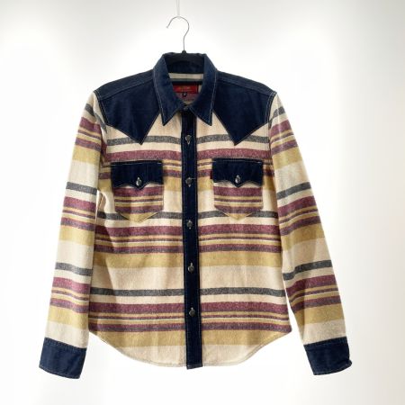  Indian インディアン メンズ ウエスタンシャツ ボーダー サイズ2 イエロー