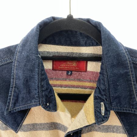  Indian インディアン メンズ ウエスタンシャツ ボーダー サイズ2 イエロー