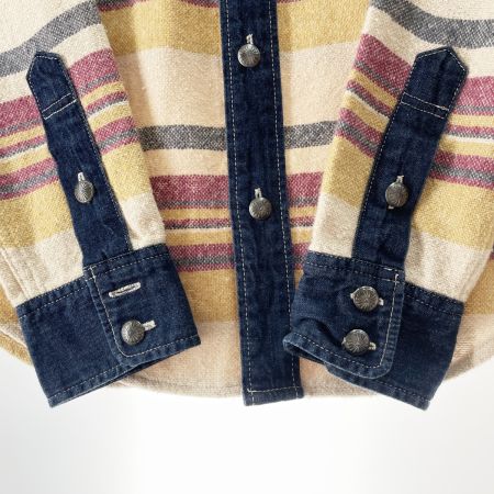  Indian インディアン メンズ ウエスタンシャツ ボーダー サイズ2 イエロー