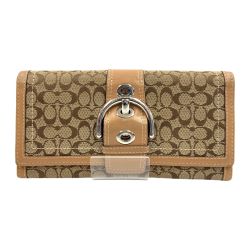〇〇 COACH コーチ シグネチャー 二つ折り 長財布 ブラウン Cランク