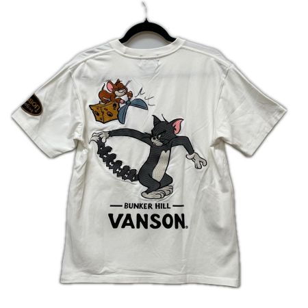  VANSON バンソン メンズ Tシャツ トムとジェリー コラボ Tシャツ しっぽアート 刺繍プリント ベア天竺 sizeM ホワイト