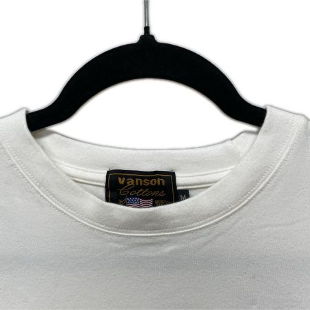  VANSON バンソン メンズ Tシャツ トムとジェリー コラボ Tシャツ しっぽアート 刺繍プリント ベア天竺 sizeM ホワイト