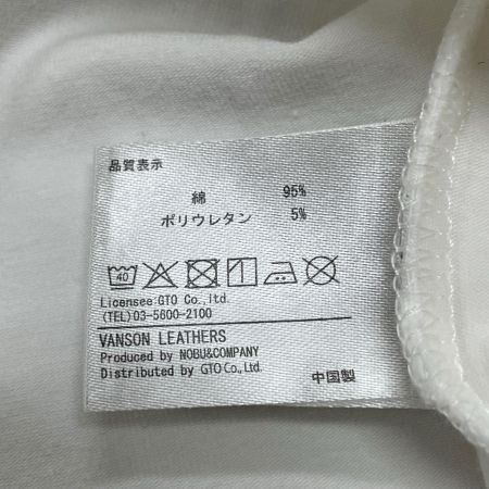  VANSON バンソン メンズ Tシャツ トムとジェリー コラボ Tシャツ しっぽアート 刺繍プリント ベア天竺 sizeM ホワイト