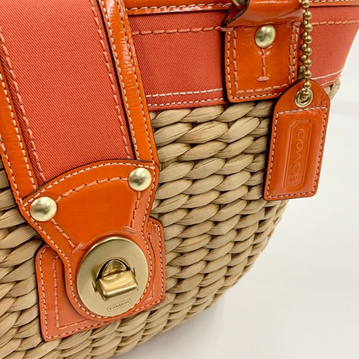 COACH コーチ ターンロック カゴバッグ トートバッグ 10728 オレンジ
