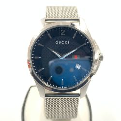 〇〇 GUCCI グッチ Gタイムレス クォーツ 腕時計 126.3 シルバー x ブラック Bランク