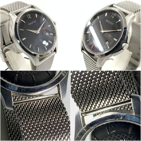  GUCCI グッチ Gタイムレス クォーツ 腕時計 126.3 シルバー x ブラック