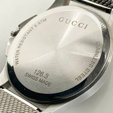  GUCCI グッチ Gタイムレス クォーツ 腕時計 126.3 シルバー x ブラック