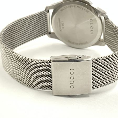  GUCCI グッチ Gタイムレス クォーツ 腕時計 126.3 シルバー x ブラック