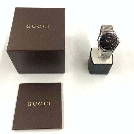  GUCCI グッチ Gタイムレス クォーツ 腕時計 126.3 シルバー x ブラック