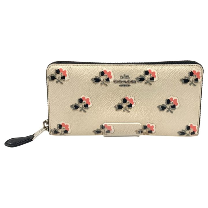 COACH 花柄 長財布 未使用品 コーチ COACH 長財布 花柄 フラワープリント ブラック 黒系