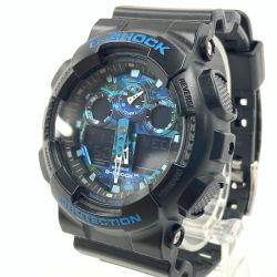 〇〇 CASIO カシオ Gショック カモフラージュ クォーツ 腕時計 GA-100CB ブラック x ブルー Bランク