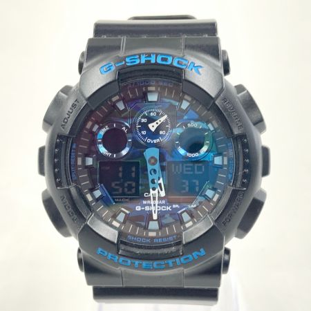  CASIO カシオ Gショック カモフラージュ クォーツ 腕時計 GA-100CB ブラック x ブルー