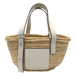 〇〇 LOEWE ロエベ アナグラム バスケットバッグ スモール カゴバッグ 412036 ベージュ Bランク