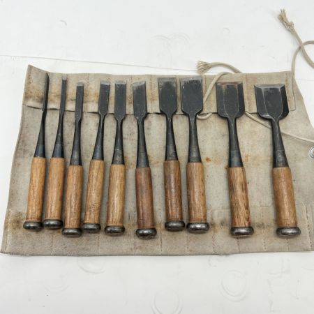  助次 ノミ のみ 鑿 革ケース付き 大工道具 建具 木工  10本ｾｯﾄ