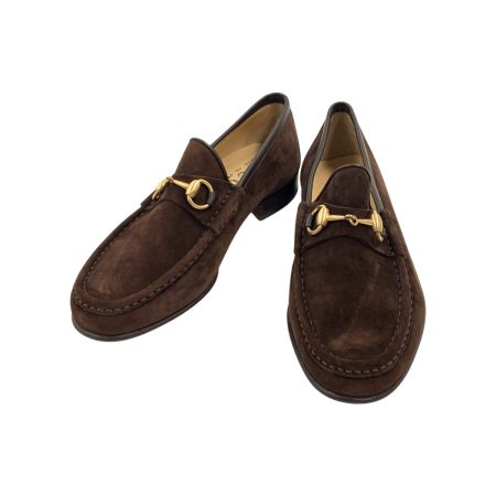  GUCCI グッチ ホースビット 表記サイズ 41 1/2 E　ローファー 110009 ブラウン x ゴールド 現状渡し