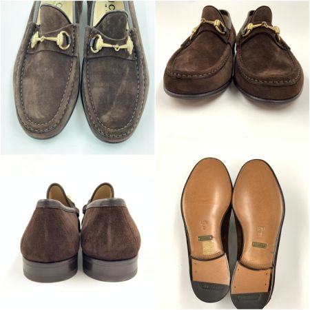  GUCCI グッチ ホースビット 表記サイズ 41 1/2 E　ローファー 110009 ブラウン x ゴールド 現状渡し