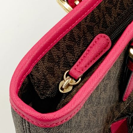  MICHAEL KORS マイケルコース ジェットセット ロゴ トートバッグ 30S7GTTT8B ブラウン x ピンク