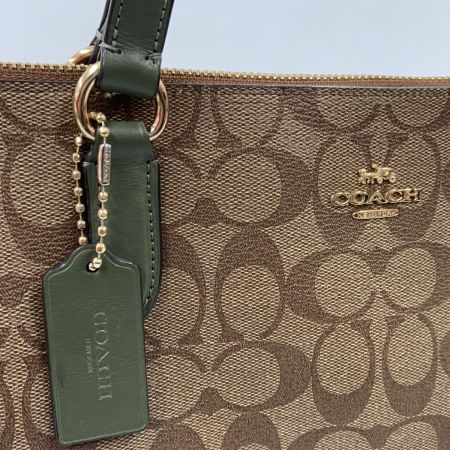  COACH コーチ シグネチャー トートバッグ ハンドバッグ F29208 ブラウン×オリーブ x グリーン