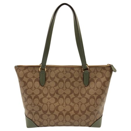  COACH コーチ シグネチャー トートバッグ ハンドバッグ F29208 ブラウン×オリーブ x グリーン