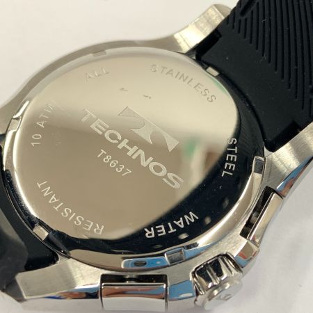  TECHNOS テクノ クロノグラフ メンズ クォーツ 腕時計 T8637SB シルバー x ブラック