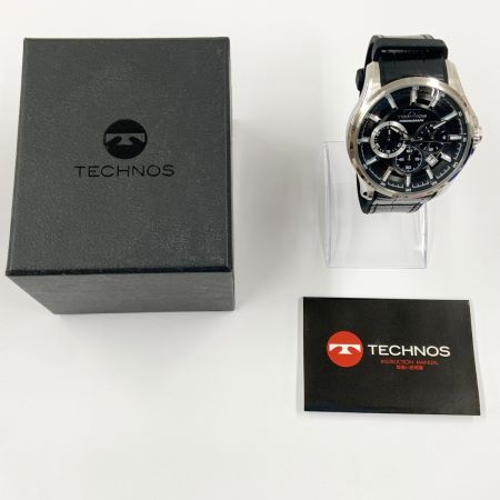  TECHNOS テクノ クロノグラフ メンズ クォーツ 腕時計 T8637SB シルバー x ブラック