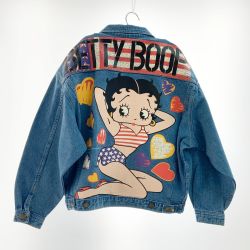 〇〇  BETTY BOOP ベティー ブープ ベティちゃん プリント レディース デニムジャケット ブルー Bランク