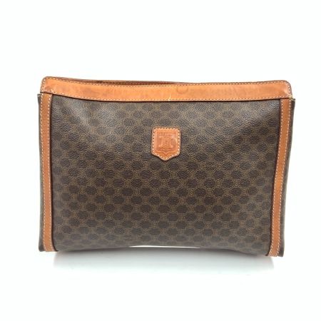  CELINE セリーヌ マカダム柄 トリオンフ クラッチバッグ セカンドバッグ M92 ブラウン