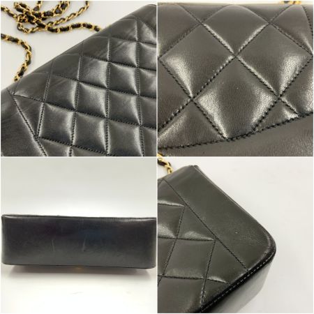  CHANEL シャネル マトラッセ ダイアナフラップ ラムスキン チェーンショルダーバッグ　 ブラック