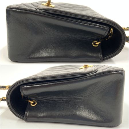  CHANEL シャネル マトラッセ ダイアナフラップ ラムスキン チェーンショルダーバッグ　 ブラック