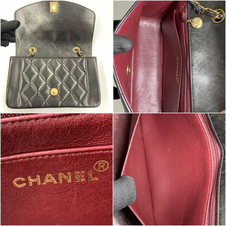  CHANEL シャネル マトラッセ ダイアナフラップ ラムスキン チェーンショルダーバッグ　 ブラック