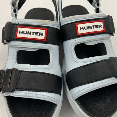  HUNTER ハンター シティ リベル ネオ レザー バックル サンダル 23cm相当 ライトブルー UFD3109LEA ブラック