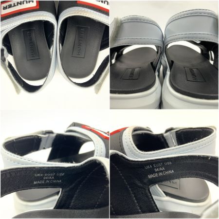  HUNTER ハンター シティ リベル ネオ レザー バックル サンダル 23cm相当 ライトブルー UFD3109LEA ブラック