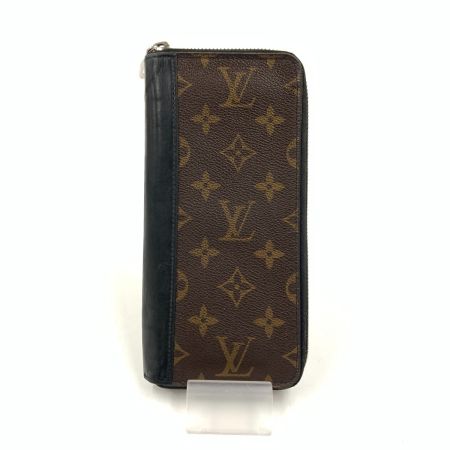  LOUIS VUITTON ルイヴィトン モノグラム マカサー ジッピーウォレット ヴェルティカル ラウンドファスナー長財布 M60109 ブラック x ブラウン